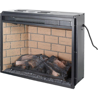 23 inch infrared quartz heater fireplace insert -woodlog version with brick