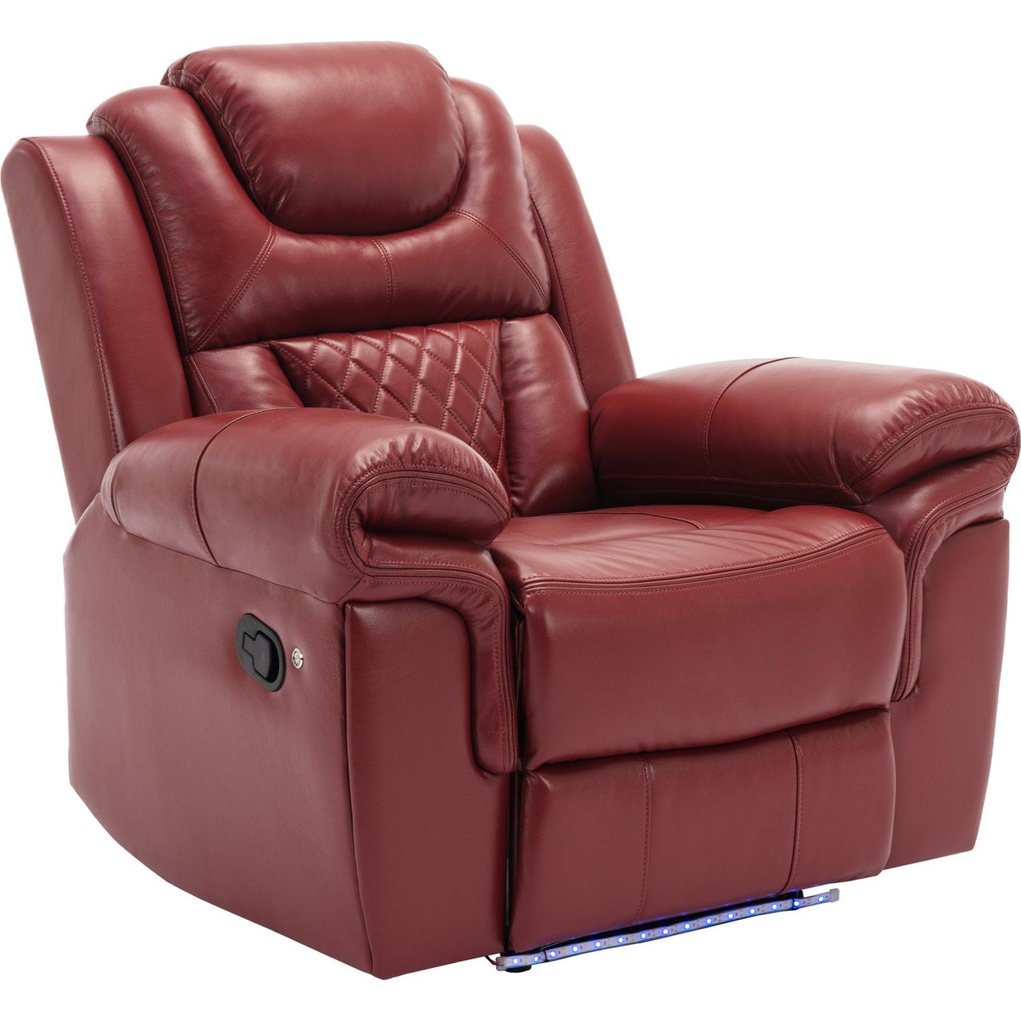 Home Theater Seating Manual Recliner Chair with LED Light Strip for Living Room,Bedroom, Wind Red