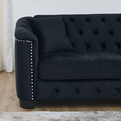 3-seater + 3-seater Combination sofa.Velvet black