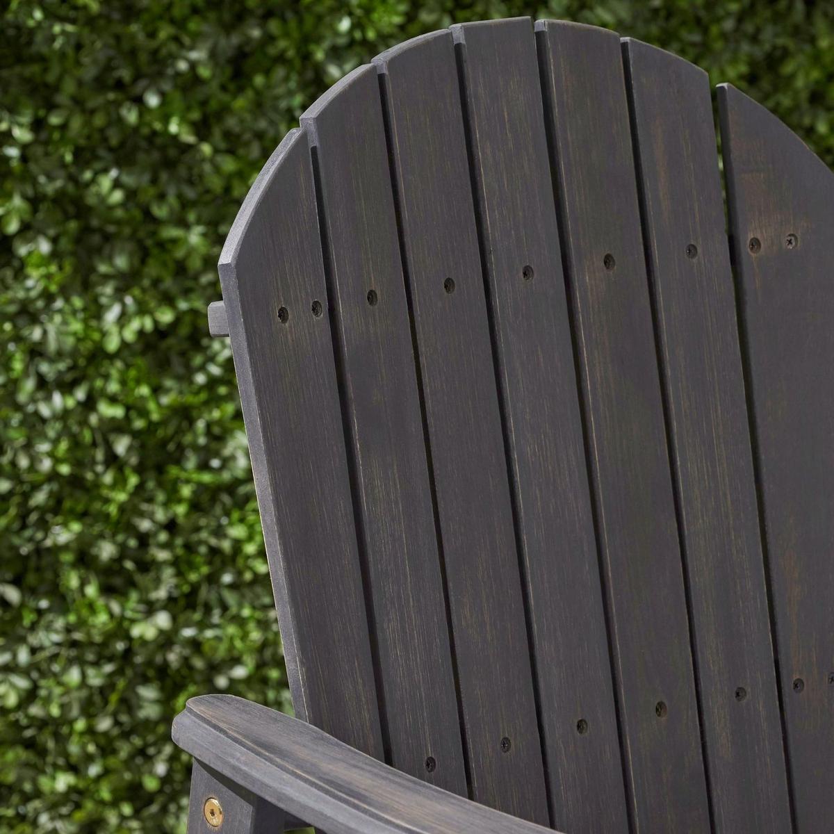 Outdoor Weather Resistant Acacia Wood Adirondack Dining Chairs (Set of 2), Dark Gray Finish