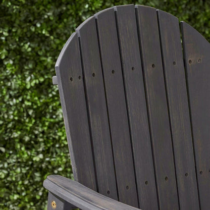 Outdoor Weather Resistant Acacia Wood Adirondack Dining Chairs (Set of 2), Dark Gray Finish