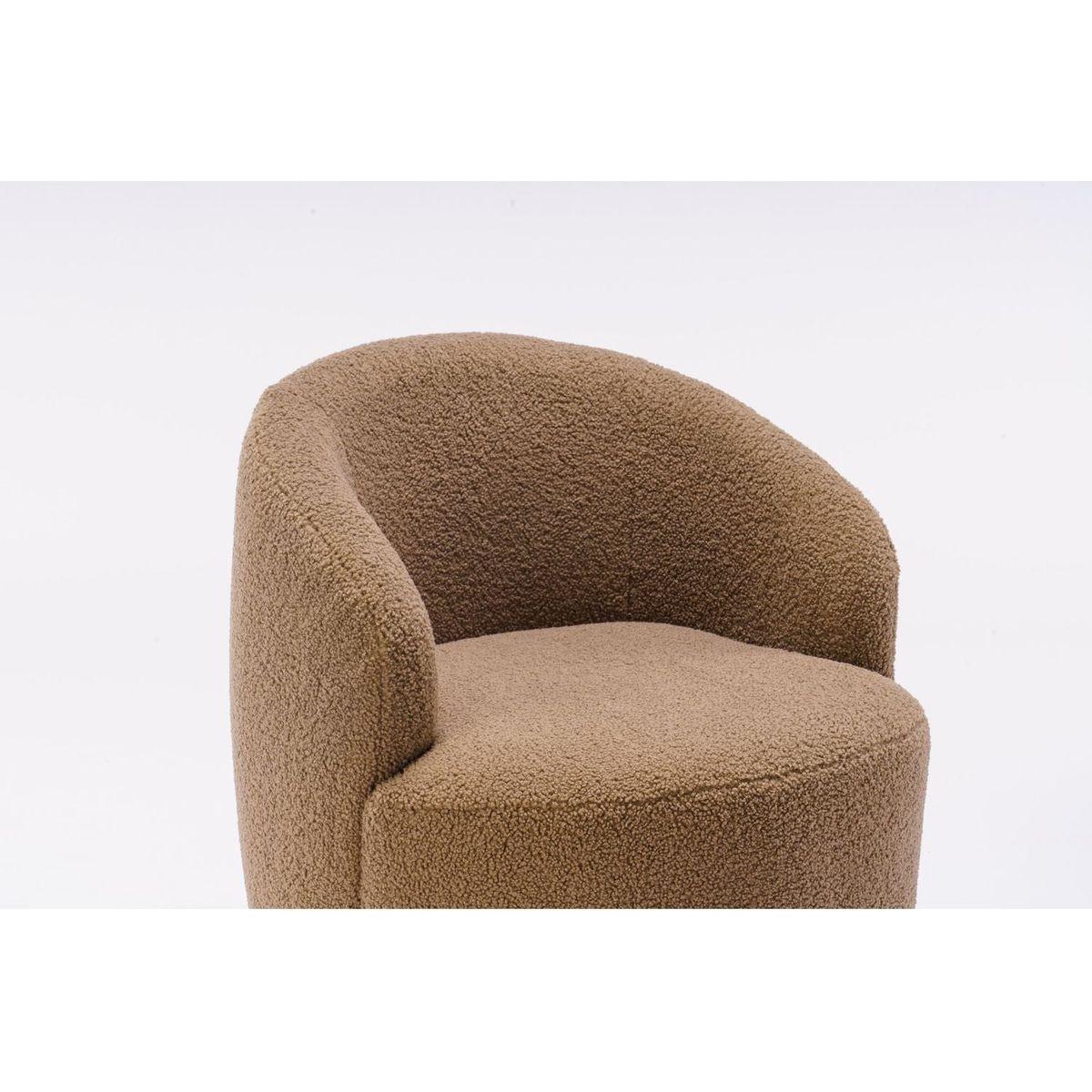 Teddy Fabric Swivel Accent Armchair Barrel Chair With Black Powder Coating Metal Ring,Coffee Brown