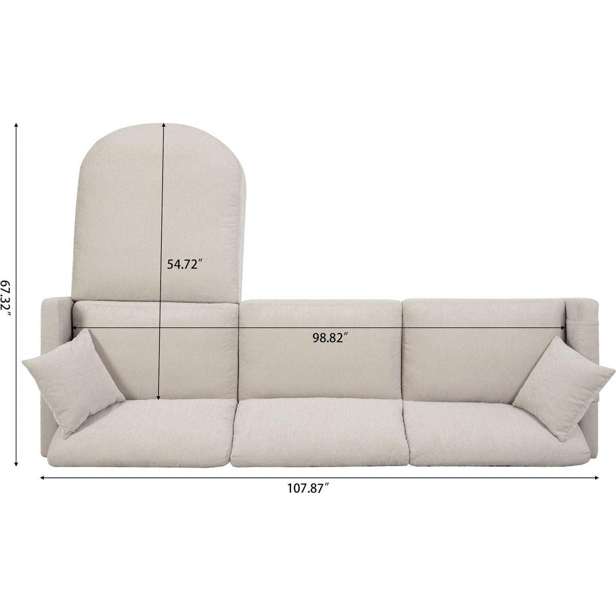 107.87'Sectional Sofa Couch With 1 Ottoman,Seat Cushion and Back Cushion Removable
