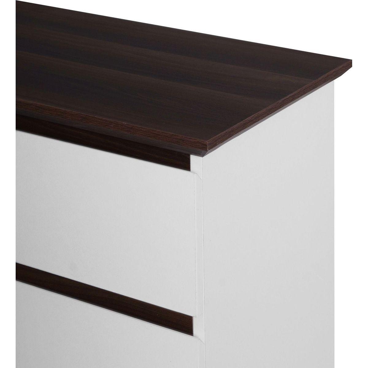 Tall White Dresser for Bedroom, Mid Century Modern Dresser with Drawers, 5 Drawer Dresser with Wood Color Top, Small Dresser for Kids Bedroom, Living Room