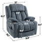 Up to 350 LBS Chenille Power Lift Recliner Chair, Heavy Duty Motion Mechanism with 8-Point Vibration Massage and Lumbar Heating, USB and Type-C Ports, Stainless Steel Cup Holders, Blue