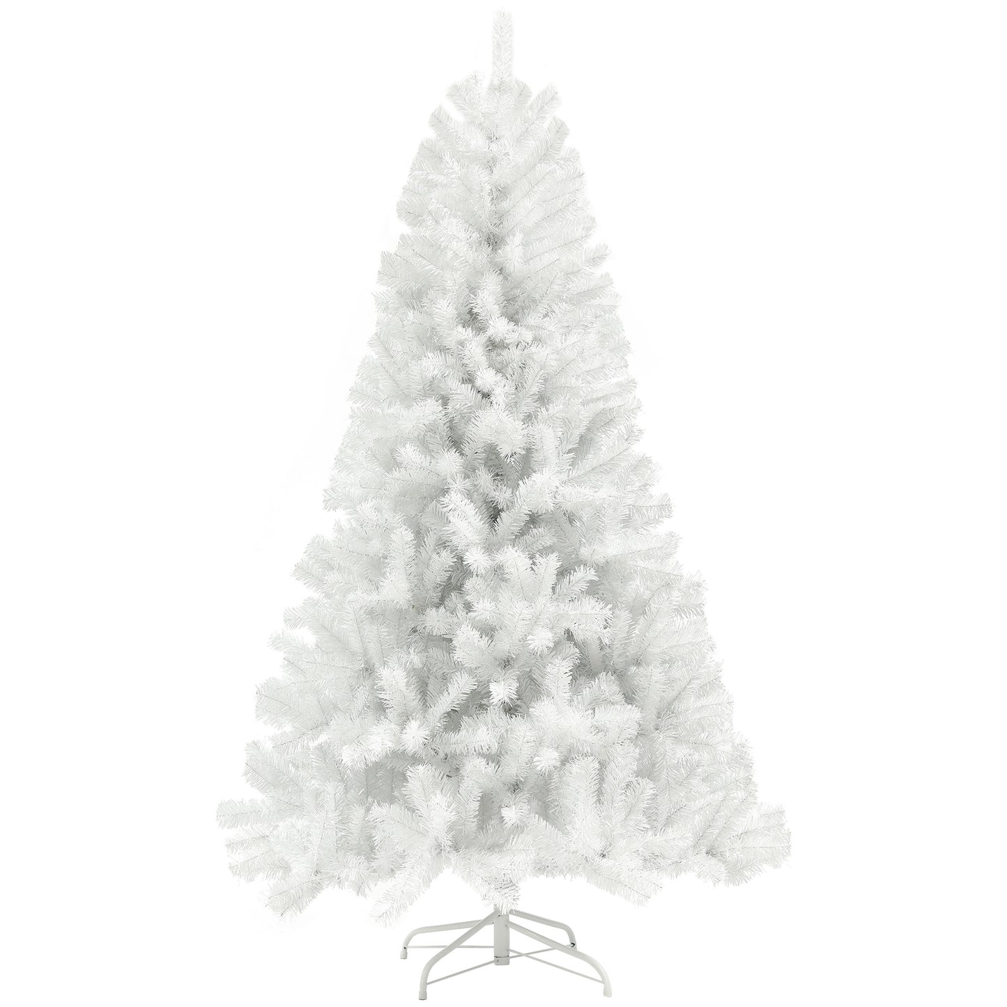 HOMCOM 9ft Tall Artificial Christmas Tree, Unlit Xmas Tree with 2132 Branch Tips, Auto Open, Steel Base, Holiday Décor for Home Office, White