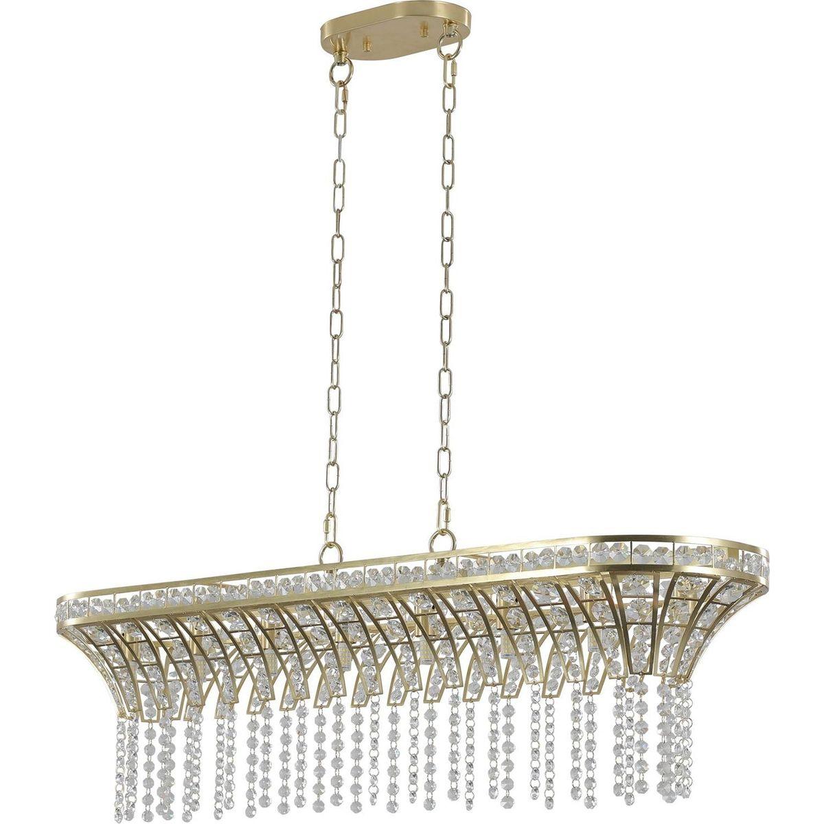 Modern Champagne Gold Kitchen Island Light - Oval Crystal ceiling chandelier