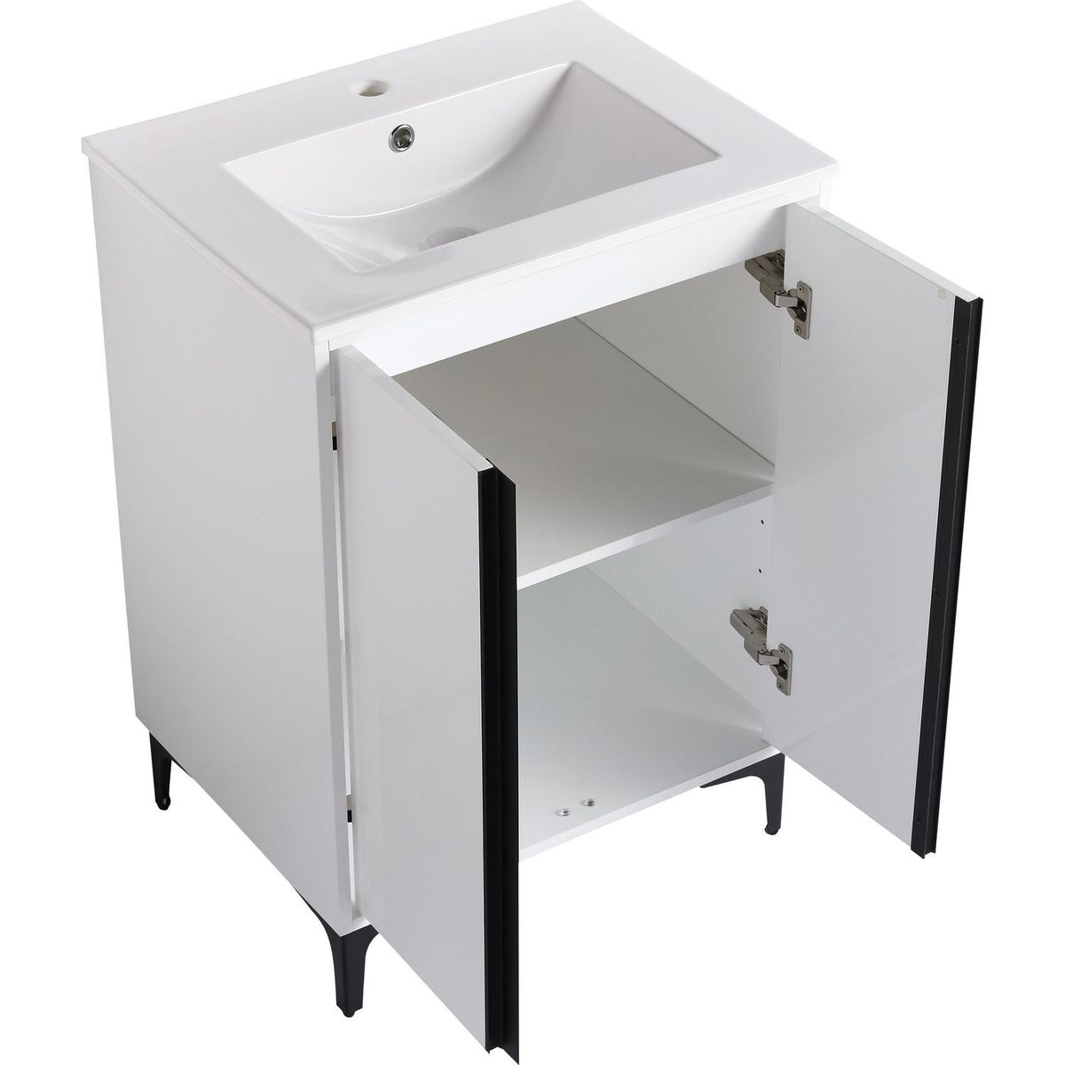 24" Freestanding Bathroom Vanity With Ceramic Sink-BVB06724WH-G-