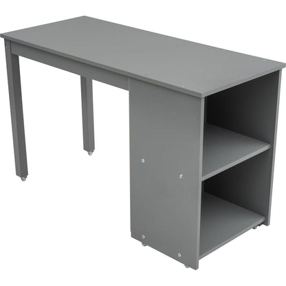 Low Study Twin Loft Bed with Cabinet and Rolling Portable Desk - Gray