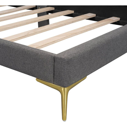 Twin Size Upholstered Daybed with Headboard and Armrest, Support Legs, Grey