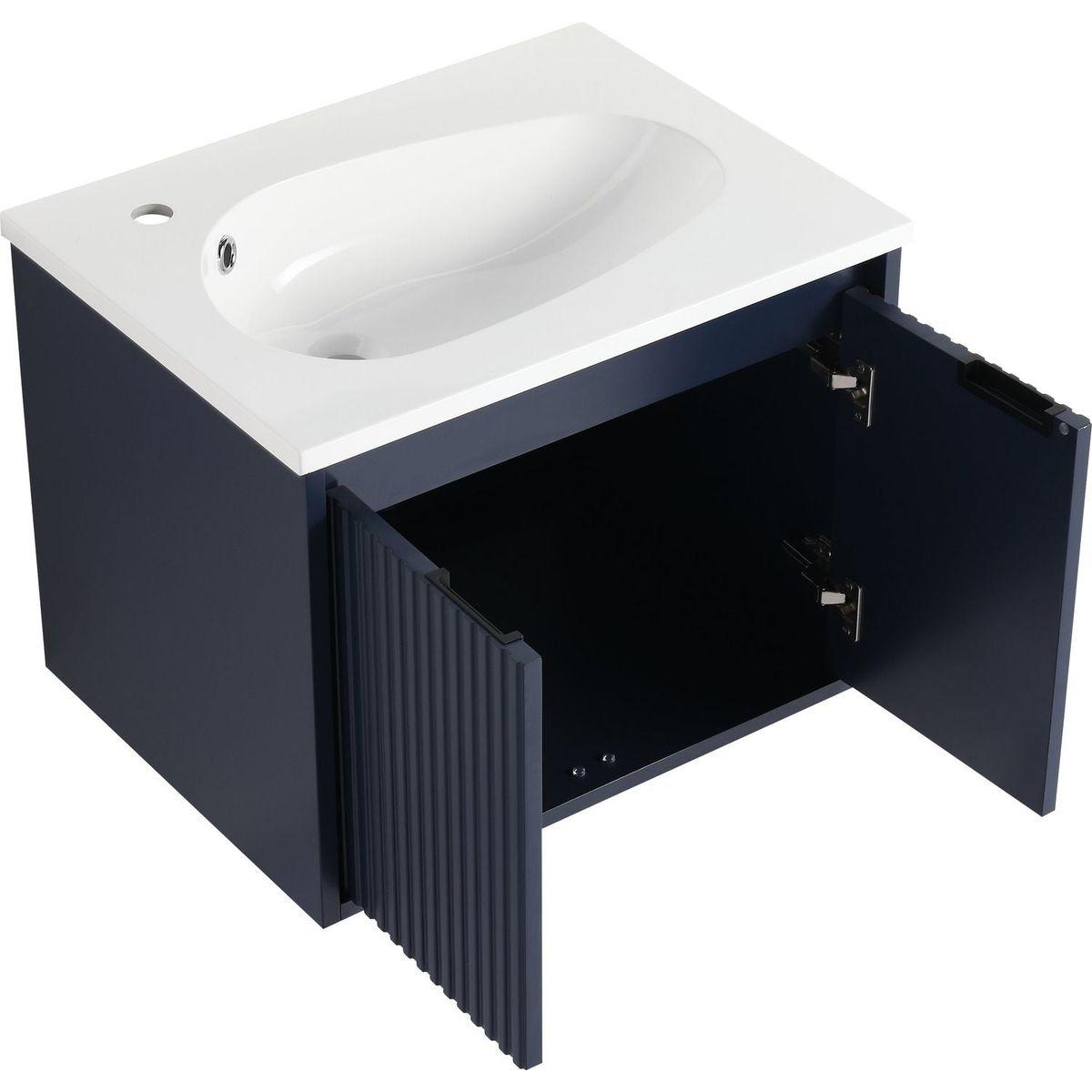 24" Floating Bathroom Vanity with Drop-Shaped Resin Sink