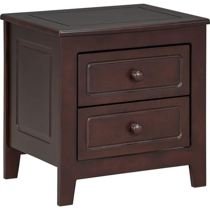 3-Pieces Bedroom Sets,Queen Size Wood Platform Bed and Two Nightstands-Dark Walnut