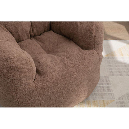 Soft Teddy Fabric Tufted Foam Bean Bag Chair With Teddy Fabric Coffee