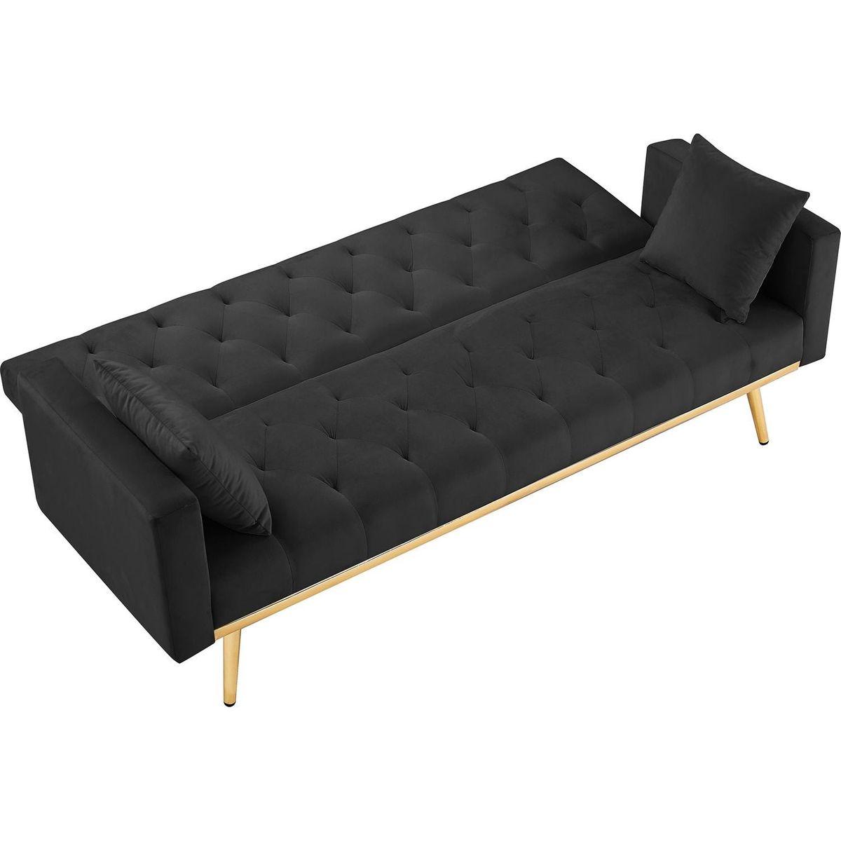 BLACK Convertible Folding Futon Sofa Bed, Sleeper Sofa Couch for Compact Living Space.