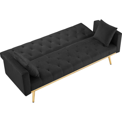BLACK Convertible Folding Futon Sofa Bed, Sleeper Sofa Couch for Compact Living Space.