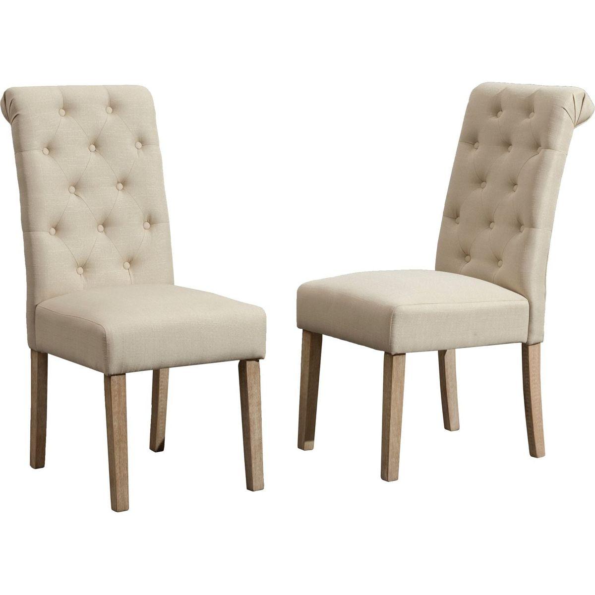 Amonia 7-piece Dining Set, Turned-Leg Dining Table with 6 Tufted Chairs