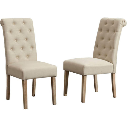 Amonia 7-piece Dining Set, Turned-Leg Dining Table with 6 Tufted Chairs
