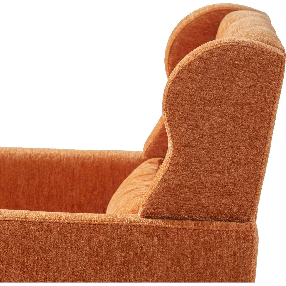 Modern Accent Chair Upholstered Foam Filled Living Room Chairs Comfy Reading Chair Mid Century Modern Chair with Chenille Fabric Lounge Arm Chairs Armchair for Living Room Bedroom (Orange)