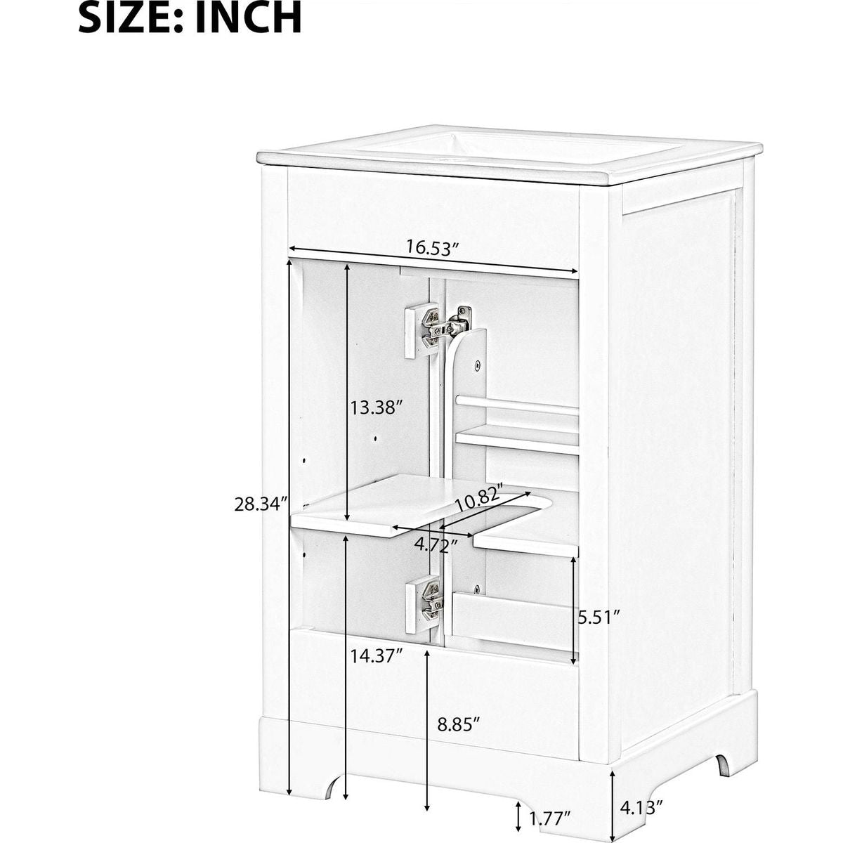 20" Bathroom Vanity with Sink, Bathroom Cabinet with Soft Closing Door, Storage Rack and Adjustable Shelve, White