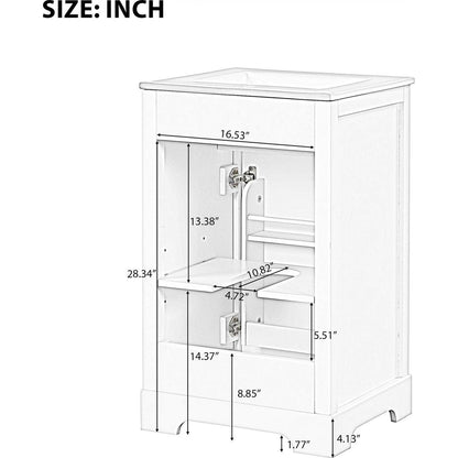 20" Bathroom Vanity with Sink, Bathroom Cabinet with Soft Closing Door, Storage Rack and Adjustable Shelve, White