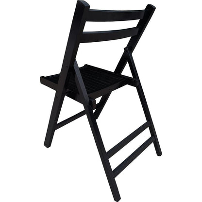Furniture Slatted Wood Folding Special Event Chair - black, Set of 4, FOLDING CHAIR, FOLDABLE STYLE