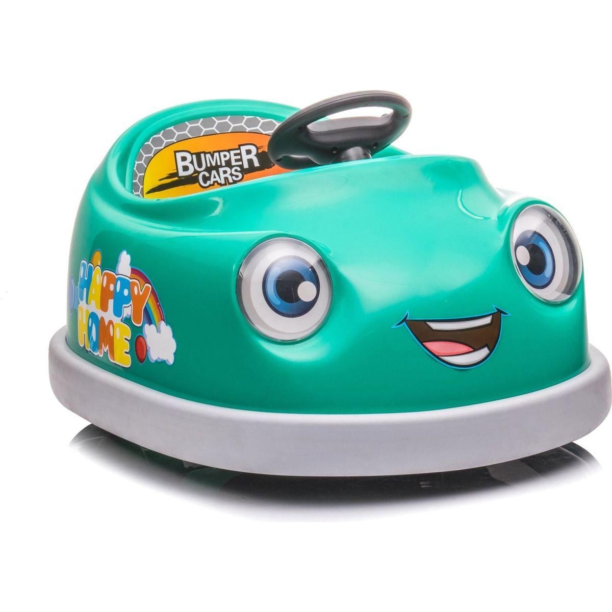 Bumper Car for Kids, 12v Dual Drive 1-6 Years Old Children's Electric Car with Pushrod Dinner Plate USB BT Music Rocking Horse Mode Anti-Collision Bumper Ride on Car