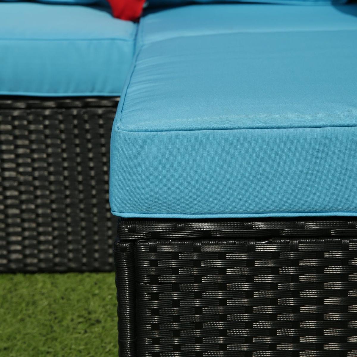 5 Pieces PE Rattan sectional Outdoor Furniture Cushioned U Sofa set with 2 Pillow