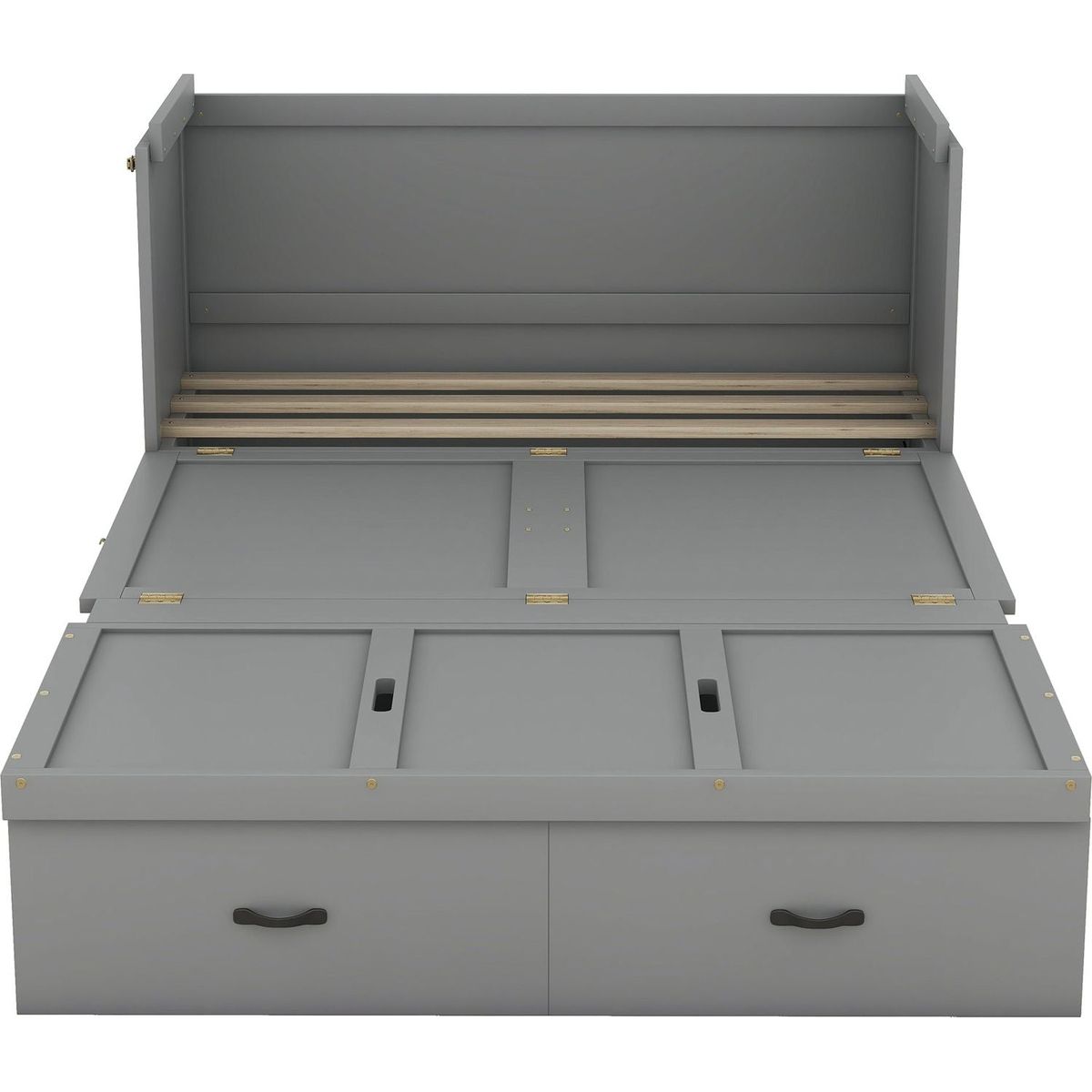 Full Size Murphy Bed with USB Port and a Large Drawer, Gray