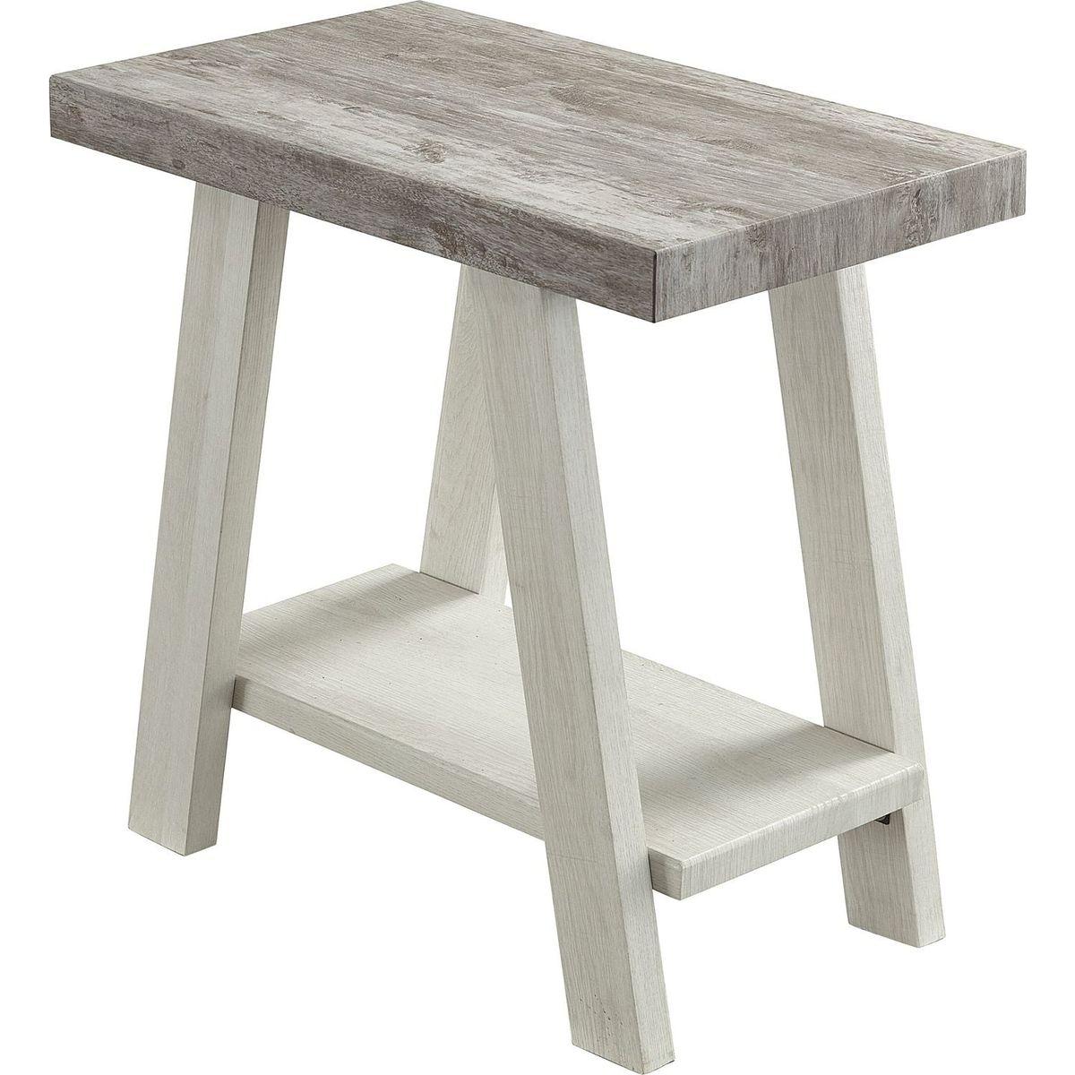 Athens Contemporary Two-Tone Wood Shelf Side Table in Weathered Gray and Beige