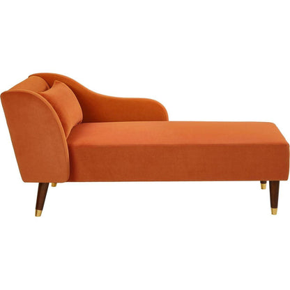 Modern Chaise Lounge Chair Velvet Upholstery (Orange)