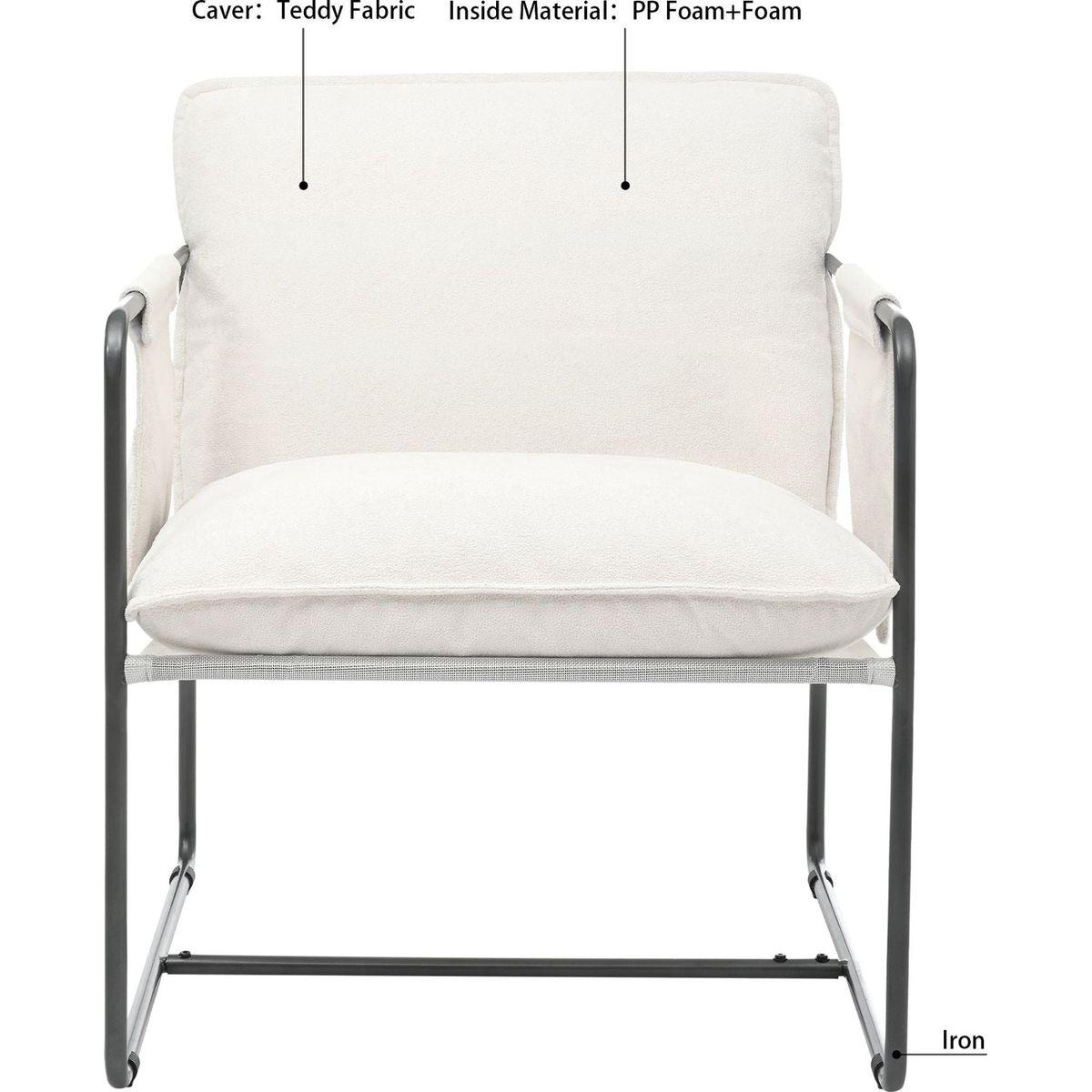 2 Sets 1 Case, Upholstered hanging armchair with arm pocket metal frame, crushed foamcushions and skin-friendly braid for living room and bedroom. White color