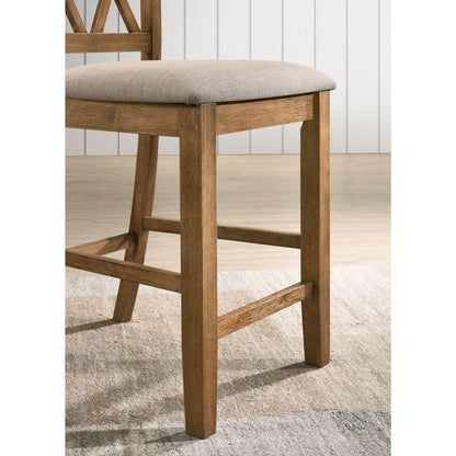 Windvale Cross-Buck Wood 5-Piece Counter Height Dining Set, Tan - Streamdale Furniture