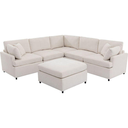 Modern Large U-Shape Sectional Sofa, with Removable Ottomans for Living Room (6-Seater)