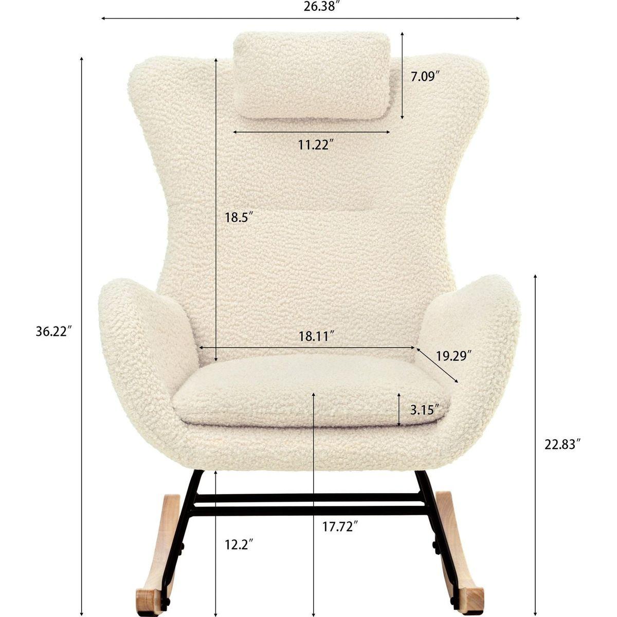Rocking Chair - with rubber leg and cashmere fabric, suitable for living room and bedroom