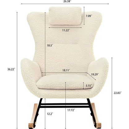 Rocking Chair - with rubber leg and cashmere fabric, suitable for living room and bedroom