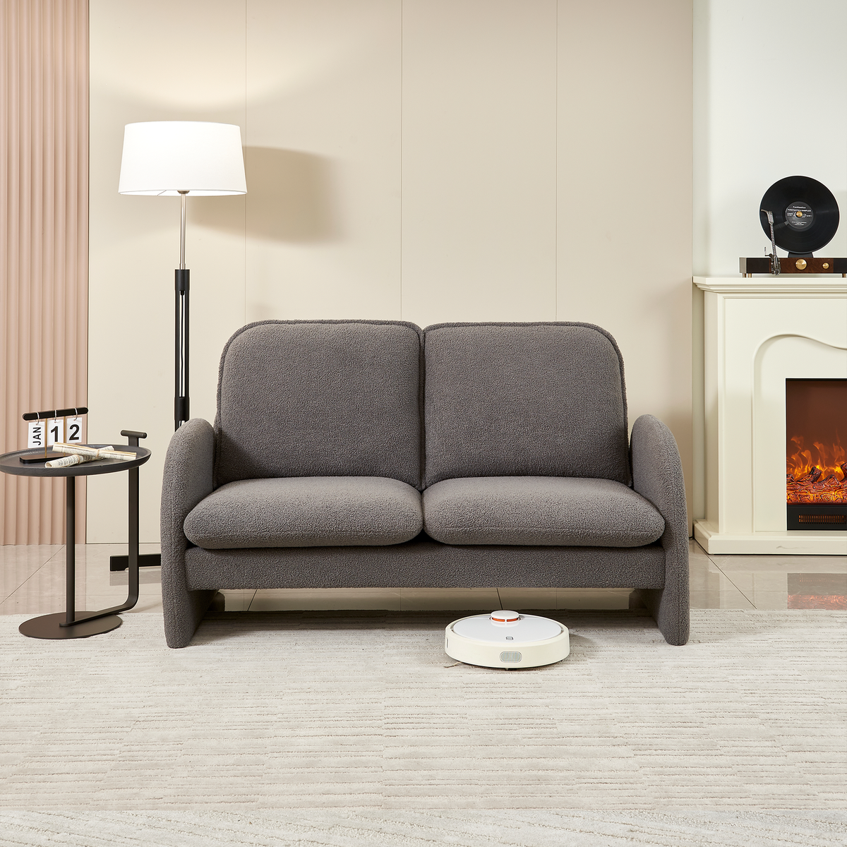 59" Loveseat Sofa Small Couch for Living Room, Sherpa Fabric Upholstered Loveseat Sofa Couch, Small Loveseat Sofa for Apartment, Bedroom