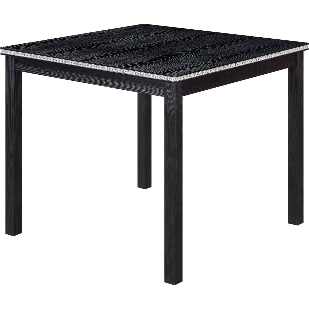 5 Piece Wooden Dining Table Set, Kitchen Table Set with a Square Table and 4 Upholstered Chairs, Wooden Dining Room Table with Crystal Decoration and Chairs Set for Kitchen, Dining Room, Black