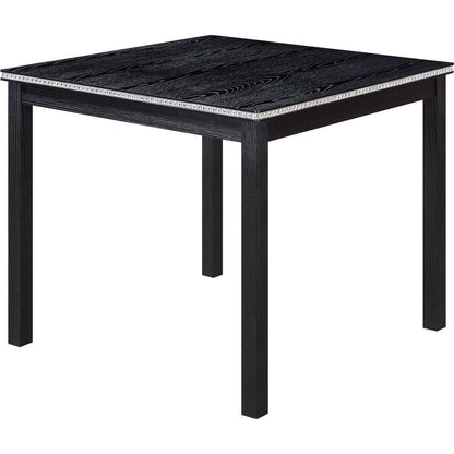 5 Piece Wooden Dining Table Set, Kitchen Table Set with a Square Table and 4 Upholstered Chairs, Wooden Dining Room Table with Crystal Decoration and Chairs Set for Kitchen, Dining Room, Black