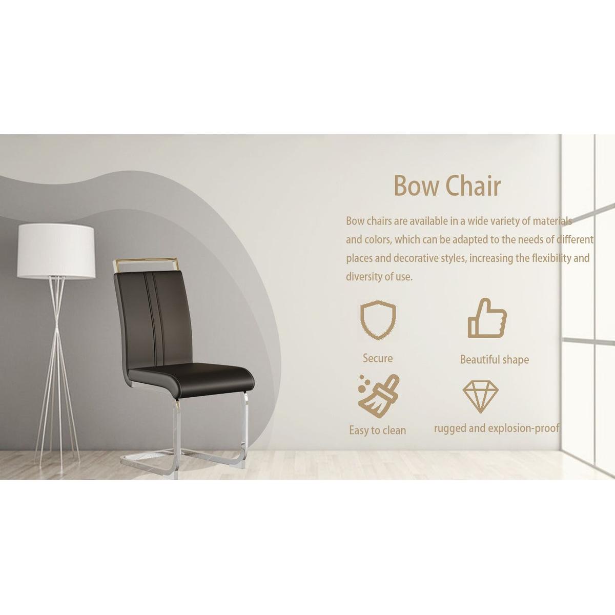 Modern Dining Chairs,PU Faux Leather High Back Upholstered Side Chair with C-shaped Tube plating Metal Legs for Dining Room Kitchen Vanity Patio Club Guest Office Chair (Set of 4) (Black+PU Leather)