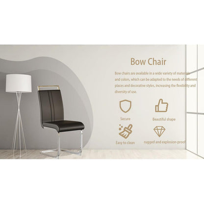 Modern Dining Chairs,PU Faux Leather High Back Upholstered Side Chair with C-shaped Tube plating Metal Legs for Dining Room Kitchen Vanity Patio Club Guest Office Chair (Set of 4) (Black+PU Leather)