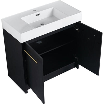 36 Inch Freestanding Bathroom Vanity with Resin Sink, With Soft Closing Door, KD-Package