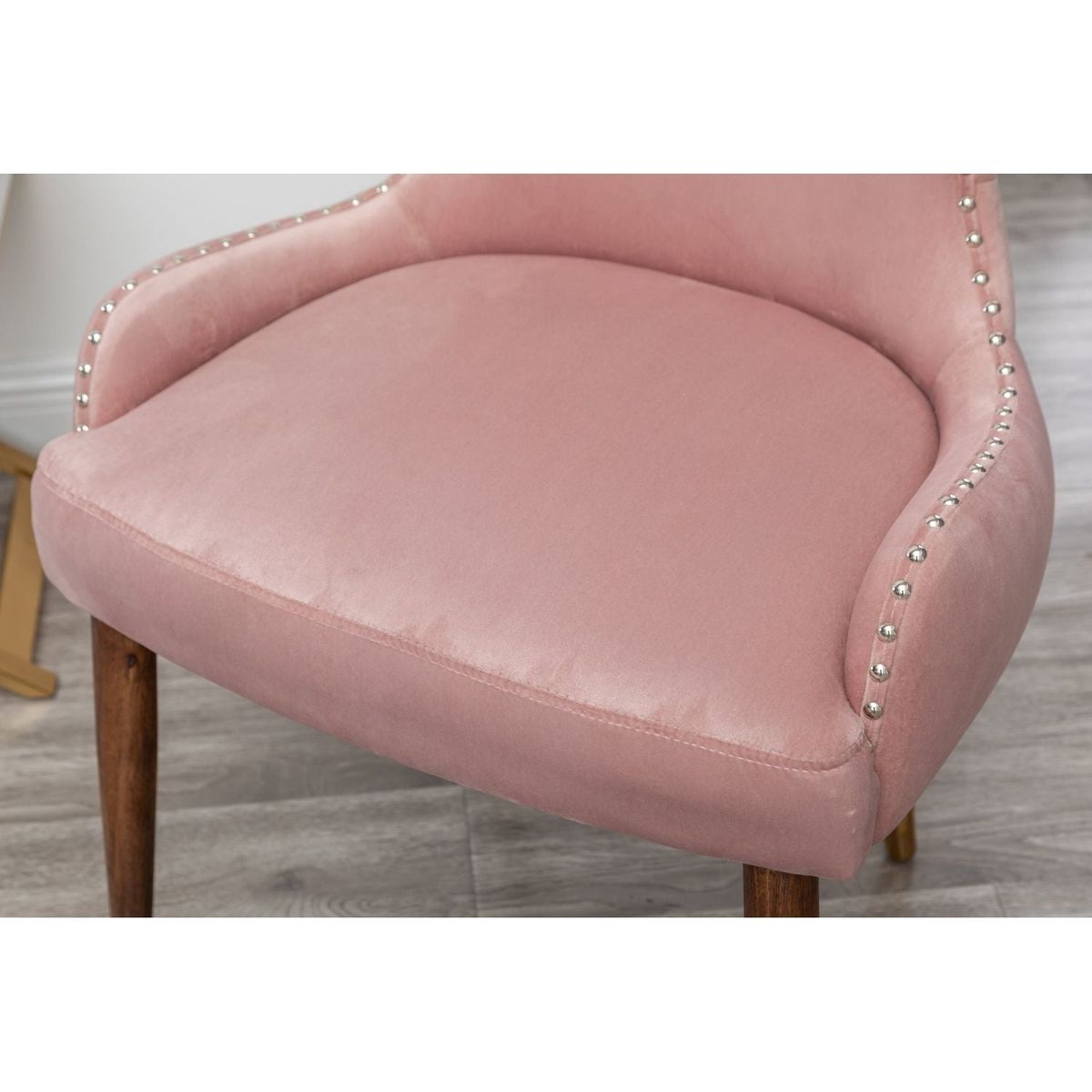 Lindale Contemporary Velvet Upholstered Nailhead Trim Accent Chair, Pink