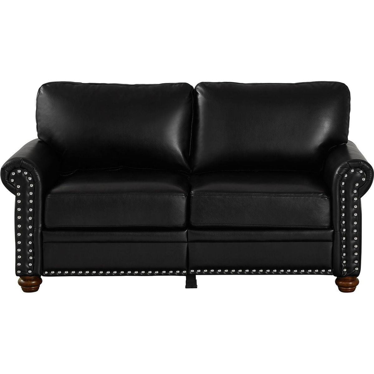 Living Room Sofa Loveseat Black Faux Leather