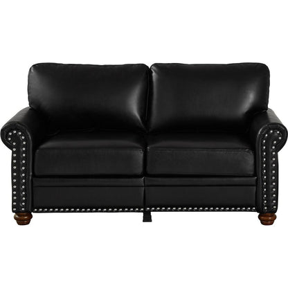 Living Room Sofa Loveseat Black Faux Leather