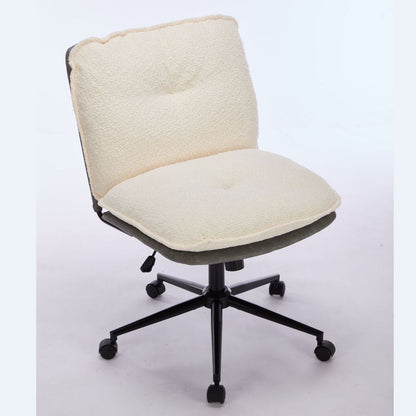 Oversize Seat Cirss Cross Chair with Wheels, Elegant Design Computer Chair, Adjustable Height 360 Rolling Swivel Home Office Chair for Small Space, Dressing Room, Living Room (GRAY+WHITE)