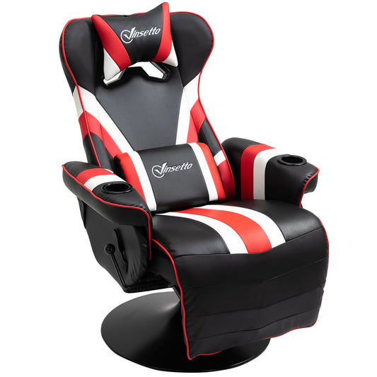 Vinsetto Gaming Chair, Racing Style Computer Recliner with Lumbar Support, Footrest and Cup Holder, Black/White/Red