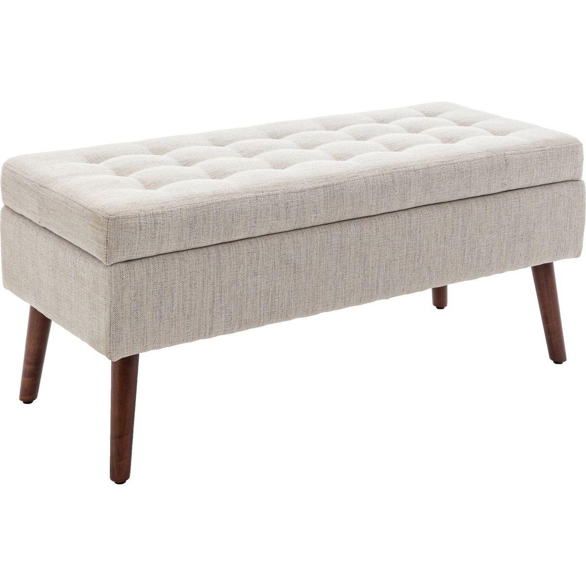 Storage Bench with Storage Bench for Bedroom End of Bed Bench Foot of Bed Bench Entryway Bench Storage Ottoman Bench 43.7" W x 18.1" D Off White Bench