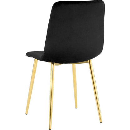 Modern simple light luxury dining black chair home bedroom stool back dressing chair student desk chair gold metal legs(set of 4)