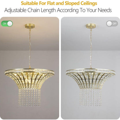 8-Light 23.6" Wide Crystal Waterfall Chandelier