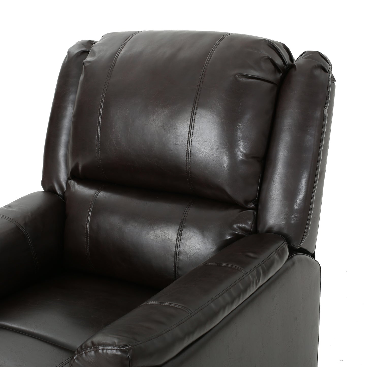 Brown PU Glider Recliner with Swivel, Manual Reclining Chair